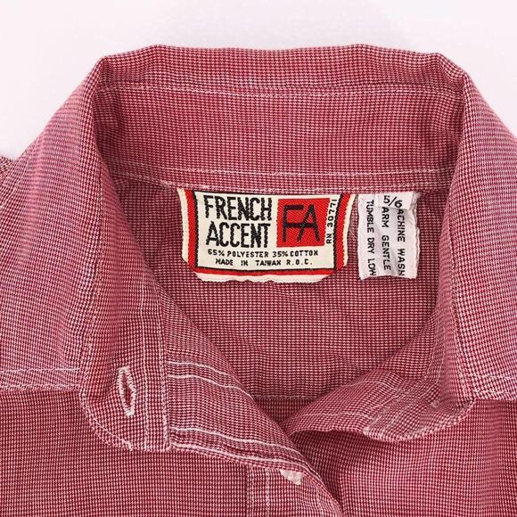 80s pointed collar button up shirt 1980s vintage - Picture 3 of 4